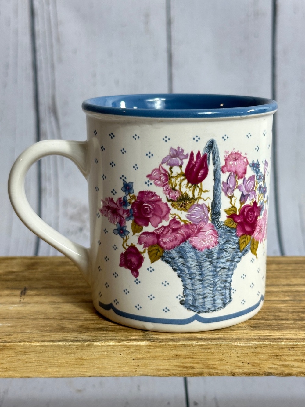 Vintage Marvelous Mugs Potpourri Press Floral Basket Coffee Mug 1988 Shabby chic - Picture 3 of 8
